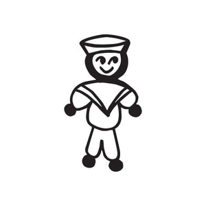 Cartoon sailor dad decal with striped shirt, hat, and crossed arms