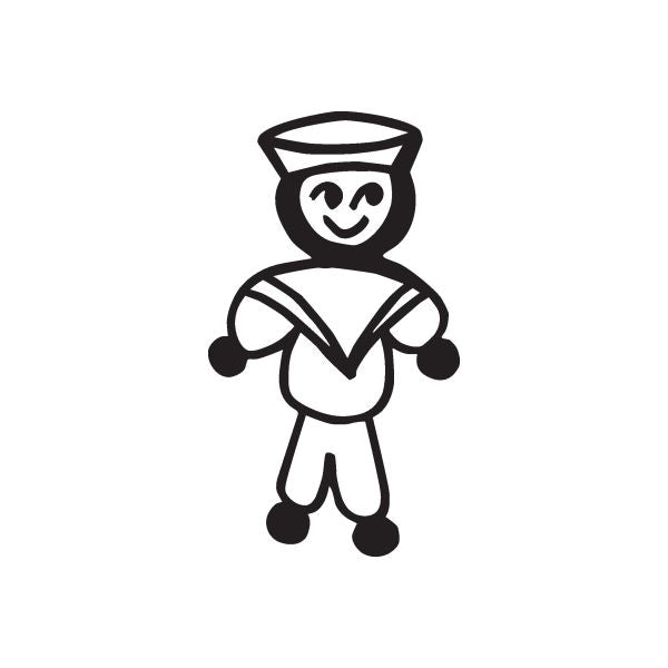 Cartoon sailor dad decal with striped shirt, hat, and crossed arms