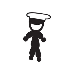 Sailor simple decal of a cartoon figure in dark uniform