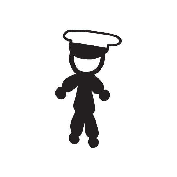 Sailor simple decal of a cartoon figure in dark uniform