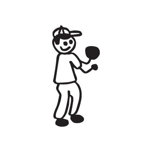 Dad with cap vinyl decal: cartoon man holding a ball