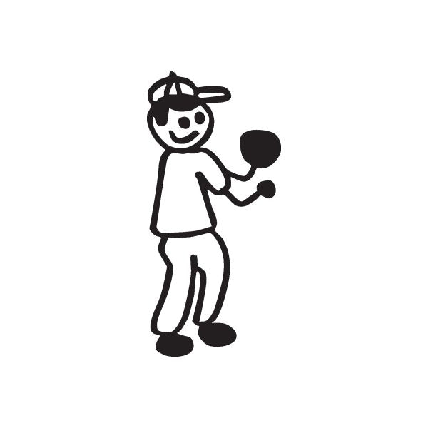 Dad with cap vinyl decal: cartoon man holding a ball