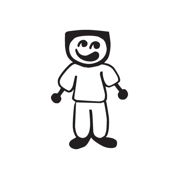 Dad flat top decal: smiling cartoon man with flat-top hair, black outline