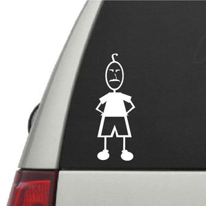 White line art dad with moustache decal, hands on hips