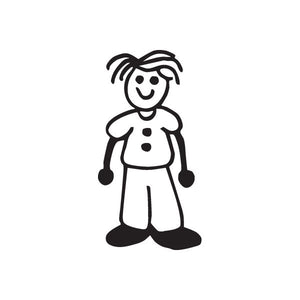 Black line dad character decal with hair and two-button shirt