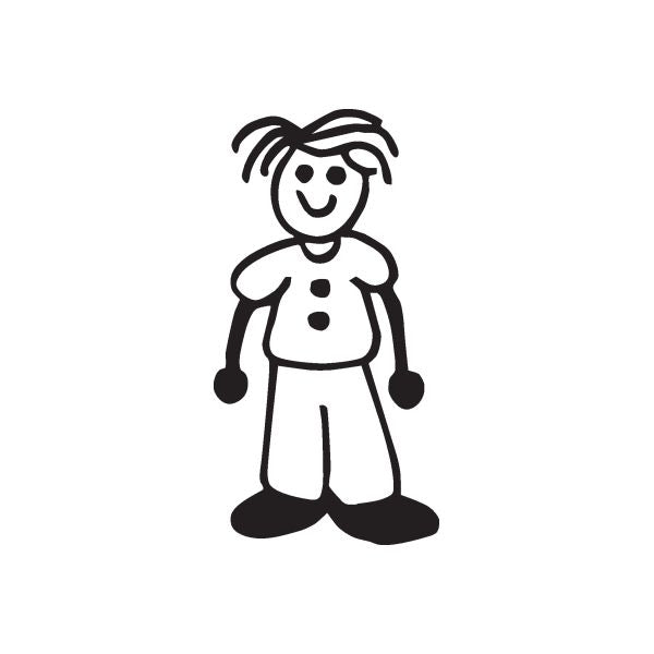 Black line dad character decal with hair and two-button shirt