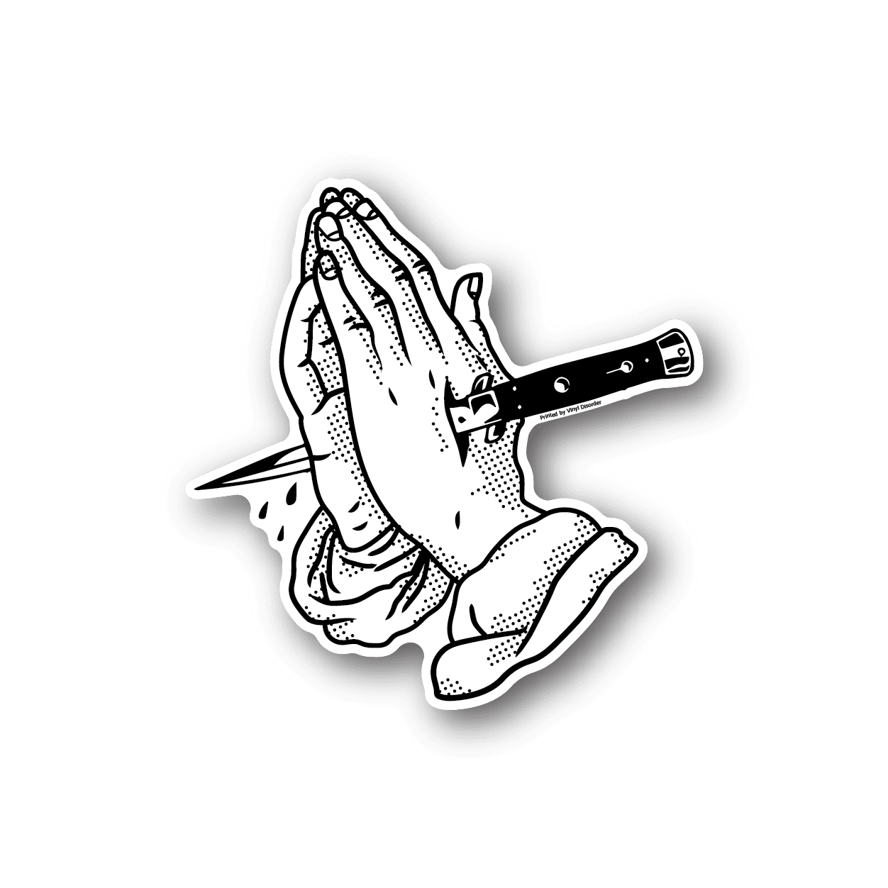 Image of Dagger in Praying Hands Sticker