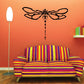 Black dragonfly wall decal with trailing lines