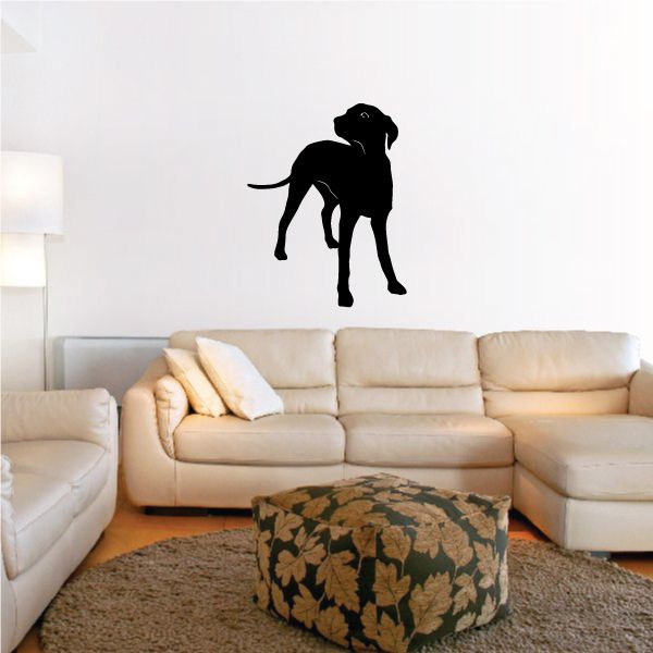 Black dalmatian looking over wall decal silhouette