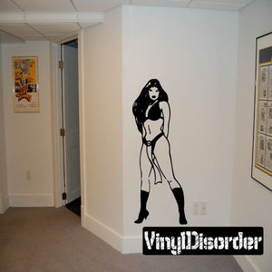 Damsel in Distress decal: black woman silhouette in lingerie with banner text.