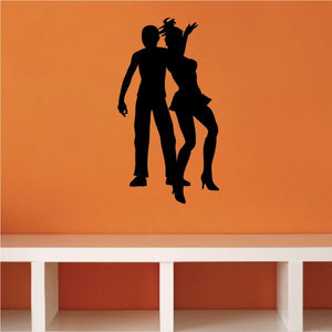 Black dance couple wall vinyl decal silhouette of man and woman dancing