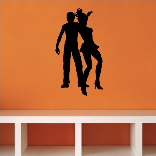 Black dance couple wall vinyl decal silhouette of man and woman dancing
