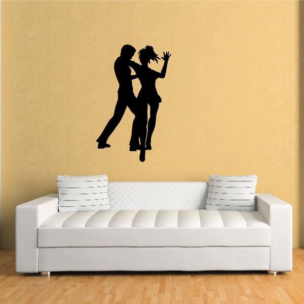 Dance wall vinyl decal of two dancing silhouettes