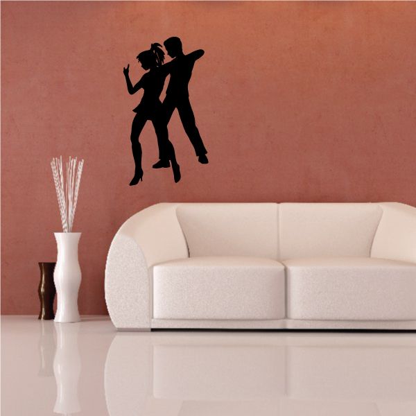 Dance wall decal of black dancing couple silhouette