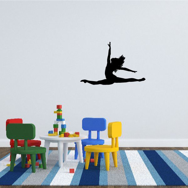 Black dancing wall vinyl decal with seated dancer silhouette