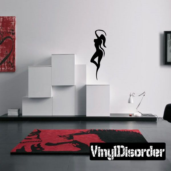 Black tribal dancer wall decal silhouette