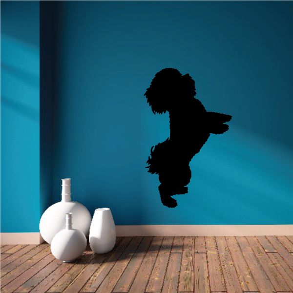 Dancing Bichon Frise decal: black dog silhouette in mid-dance pose.