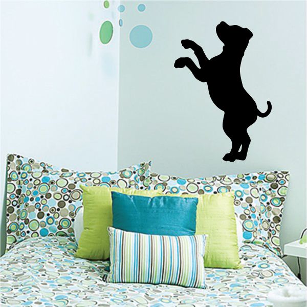 Black dancing puppy wall decal silhouette mid-step