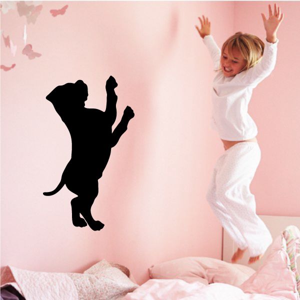 Dancing puppy dog wall decal with black silhouette