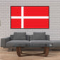 Denmark flag sticker, rectangular red with white Nordic cross