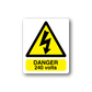 Warning sticker: yellow triangle with lightning bolt and DANGER 240 volts text