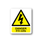 Rectangle danger sticker with yellow warning triangle, lightning icon, 'DANGER 415 volts'