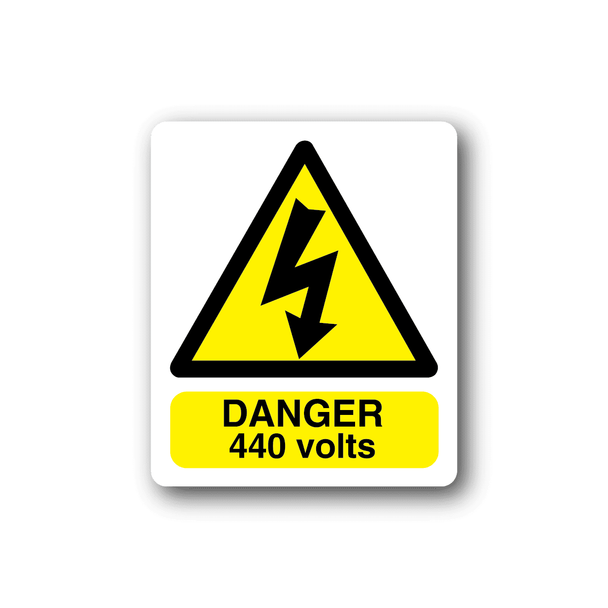 Image of Danger 440 Volts Yellow and White Sticker