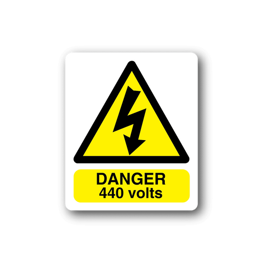 Image of Danger 440 Volts Yellow and White Sticker