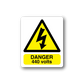 Danger 440 Volts warning sticker: yellow triangle with lightning, 'DANGER 440 volts'