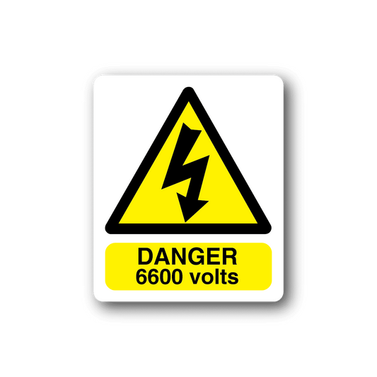 Image of Danger 6600 Volts rectangle Sticker