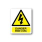 Danger 6600 volts rectangle sticker: yellow warning triangle with DANGER 6600 volts text