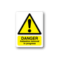 Danger asbestos removal sticker: yellow warning triangle and 'Asbestos removal in progress'