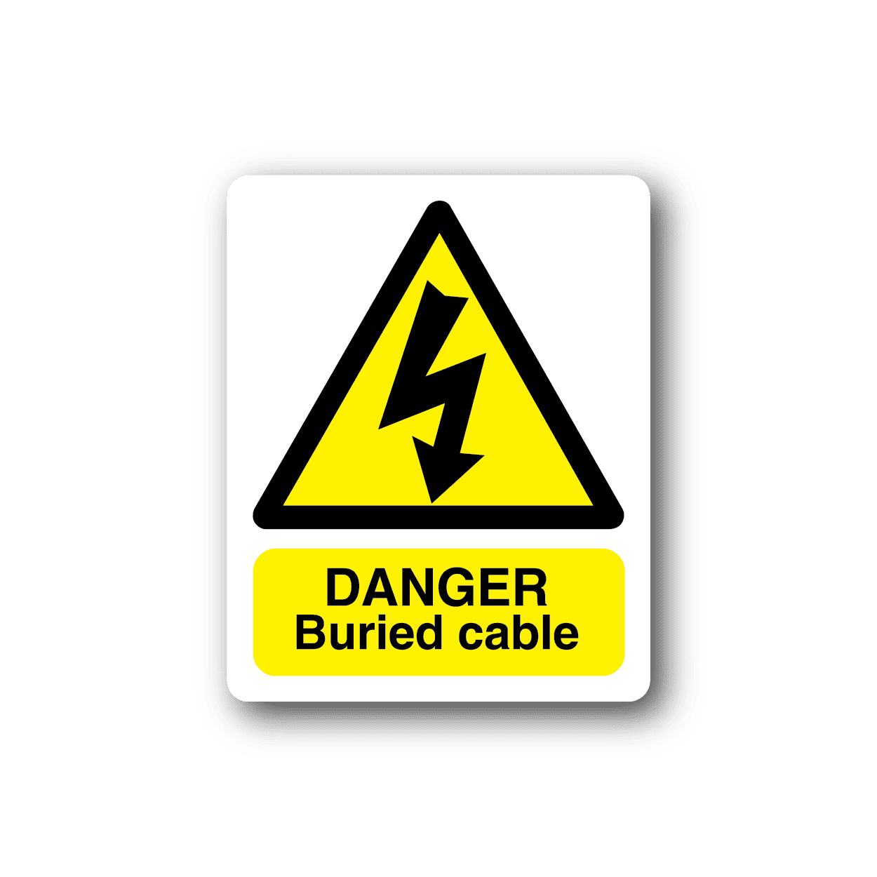 Image of Danger Burried Cable White and Yellow Sticker