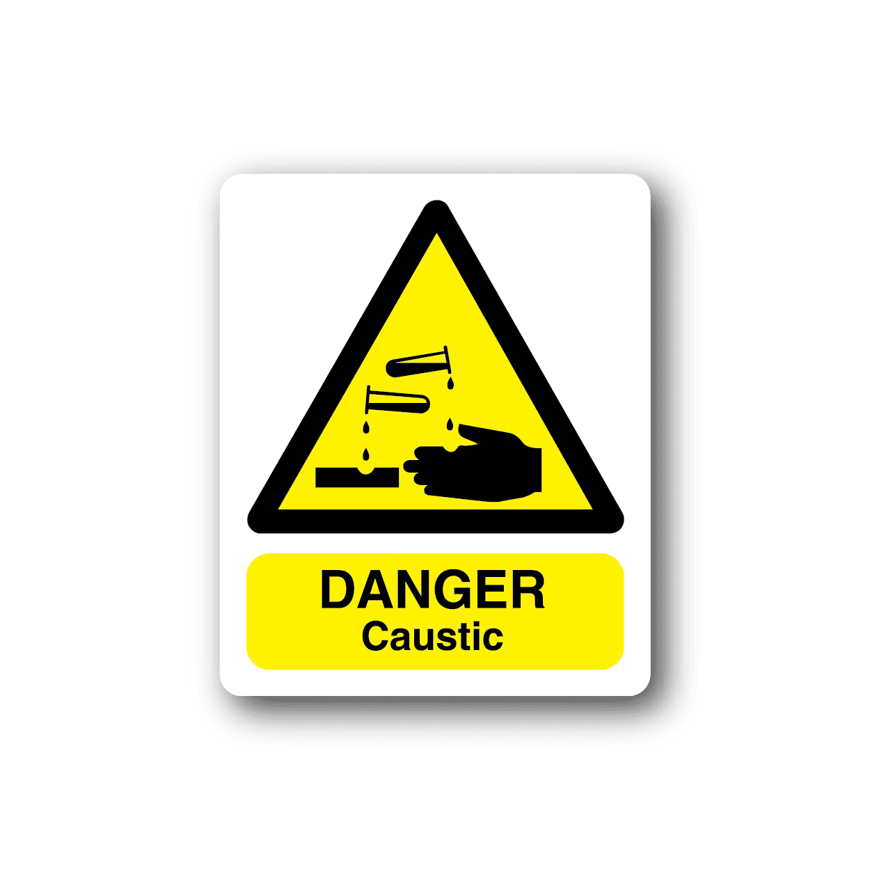 Image of Danger Caustic White and Yellow Sticker