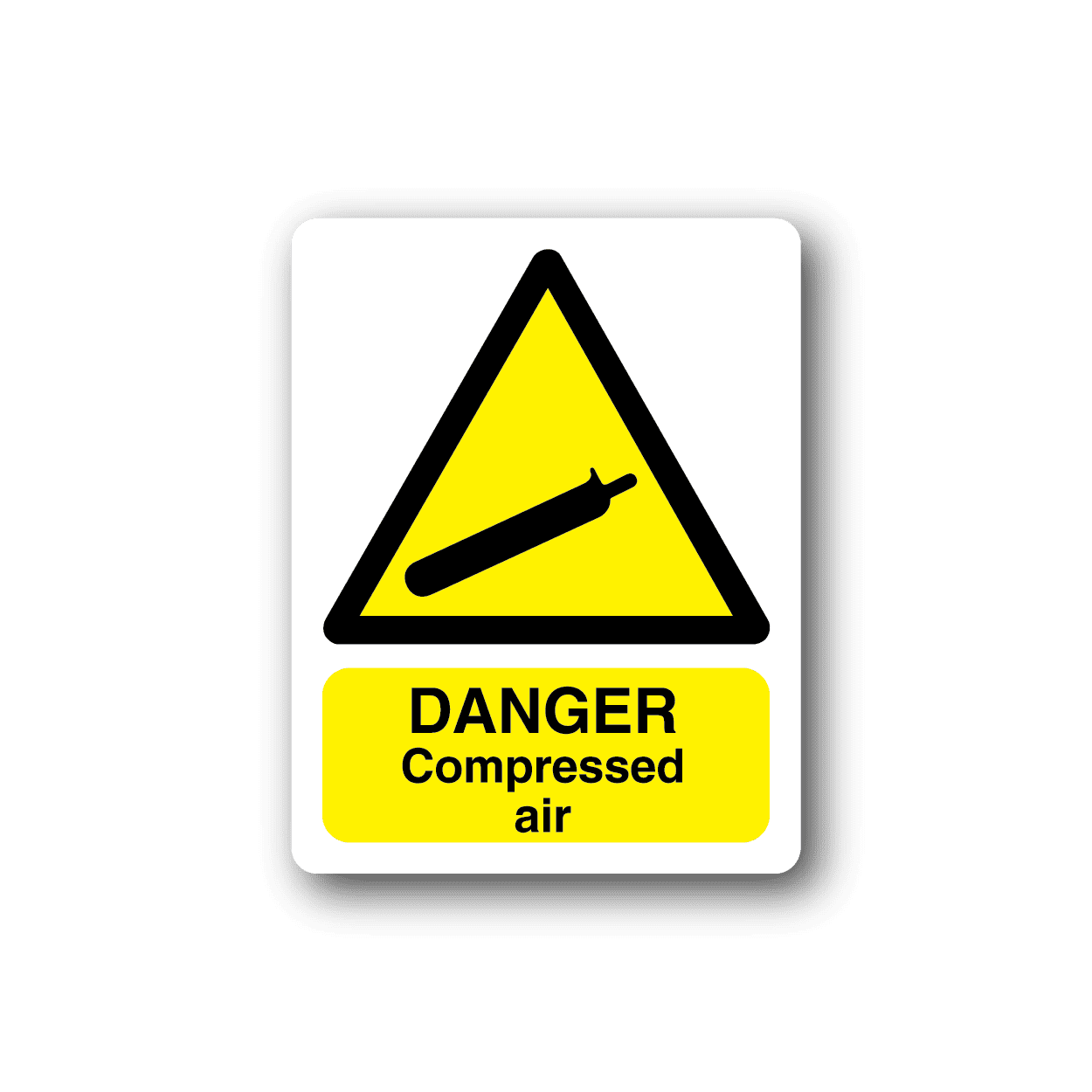 Image of Danger Compressed Air White and Yellow Sticker