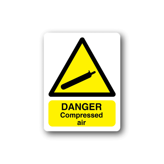 Image of Danger Compressed Air White and Yellow Sticker