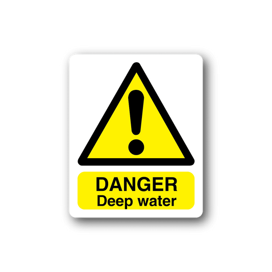 Image of Danger Deep Water White Sticker