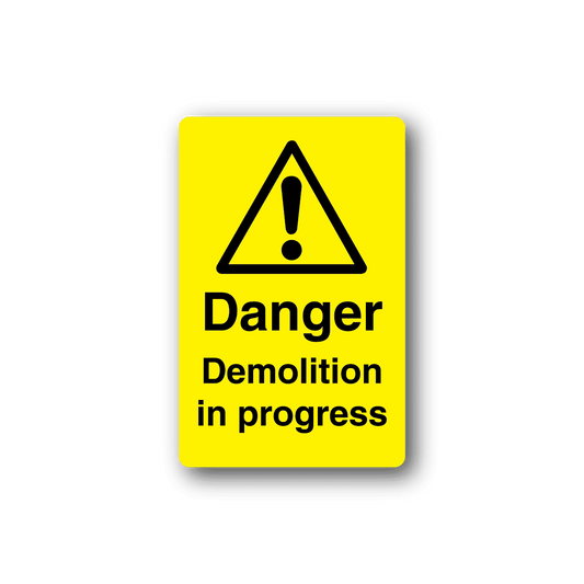 Image of Danger Demolition In Progress Yellow Sticker