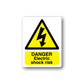 Danger electric shock risk sticker with yellow warning triangle and lightning bolt