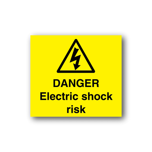 Image of Danger Electric Shock Risk Yellow Sticker