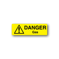 Danger gas warning sticker, yellow with black triangle and DANGER Gas text