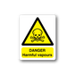 Danger harmful vapours warning sticker with skull icon and hazard triangle