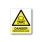 Danger hydrochloric acid warning sticker with yellow triangle and skull icon