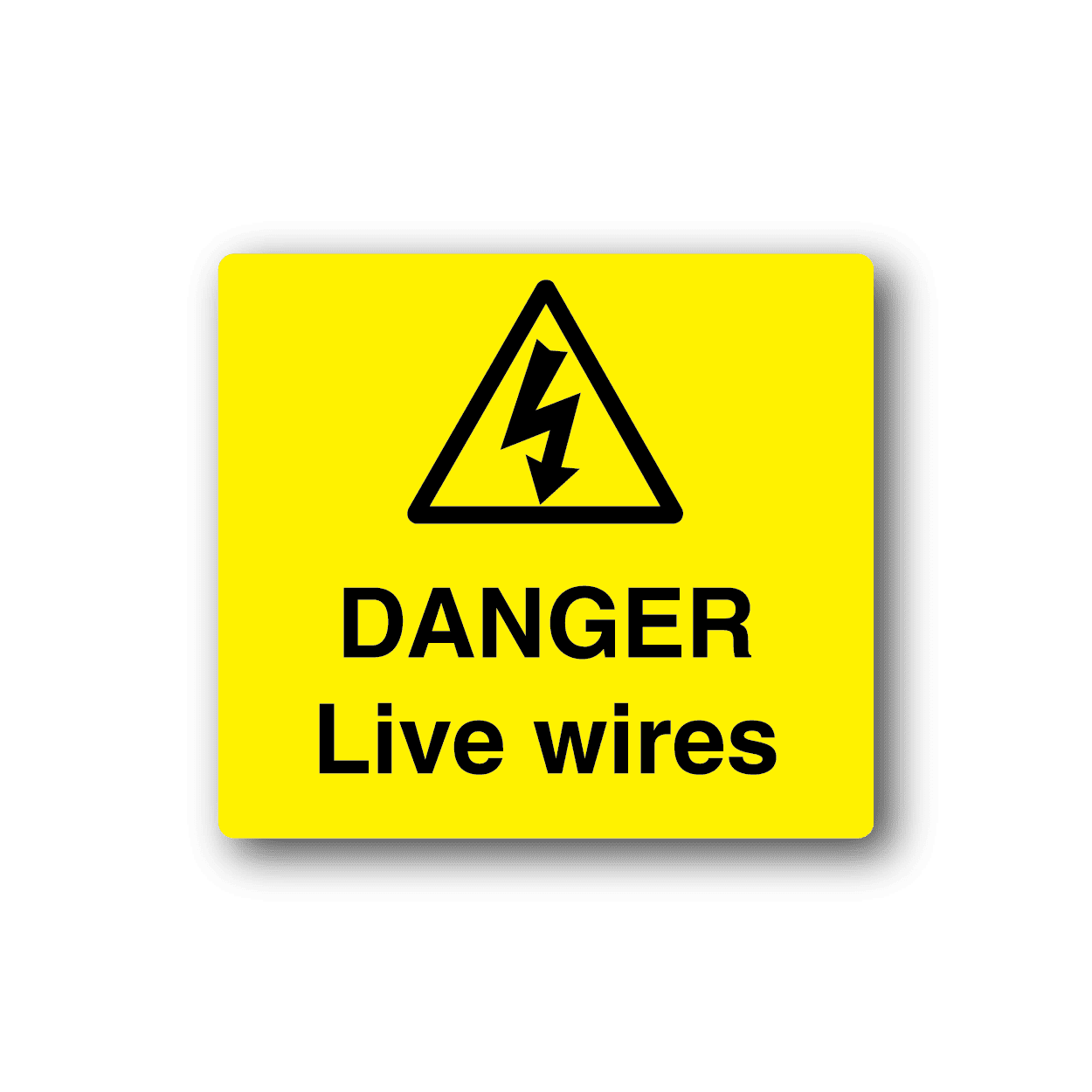 Image of Danger Live Wires Yellow Sticker