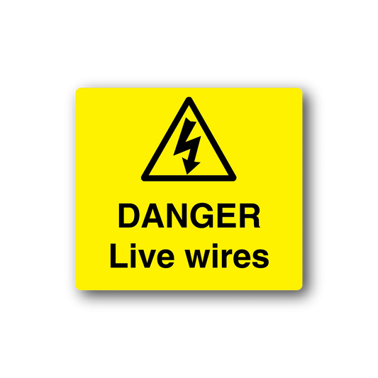 Image of Danger Live Wires Yellow Sticker