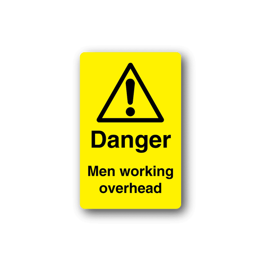 Image of Danger Men Working Overhead Yellow Sticker