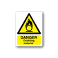 Danger oxidizing material warning sticker, yellow triangle with flame symbol