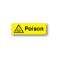 Poison hazard sticker with skull icon and warning triangle on yellow rectangle