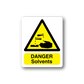 Danger Solvents sticker with yellow warning triangle and DANGER Solvents text