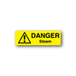 Danger Steam sticker, yellow rectangle with black warning triangle and text